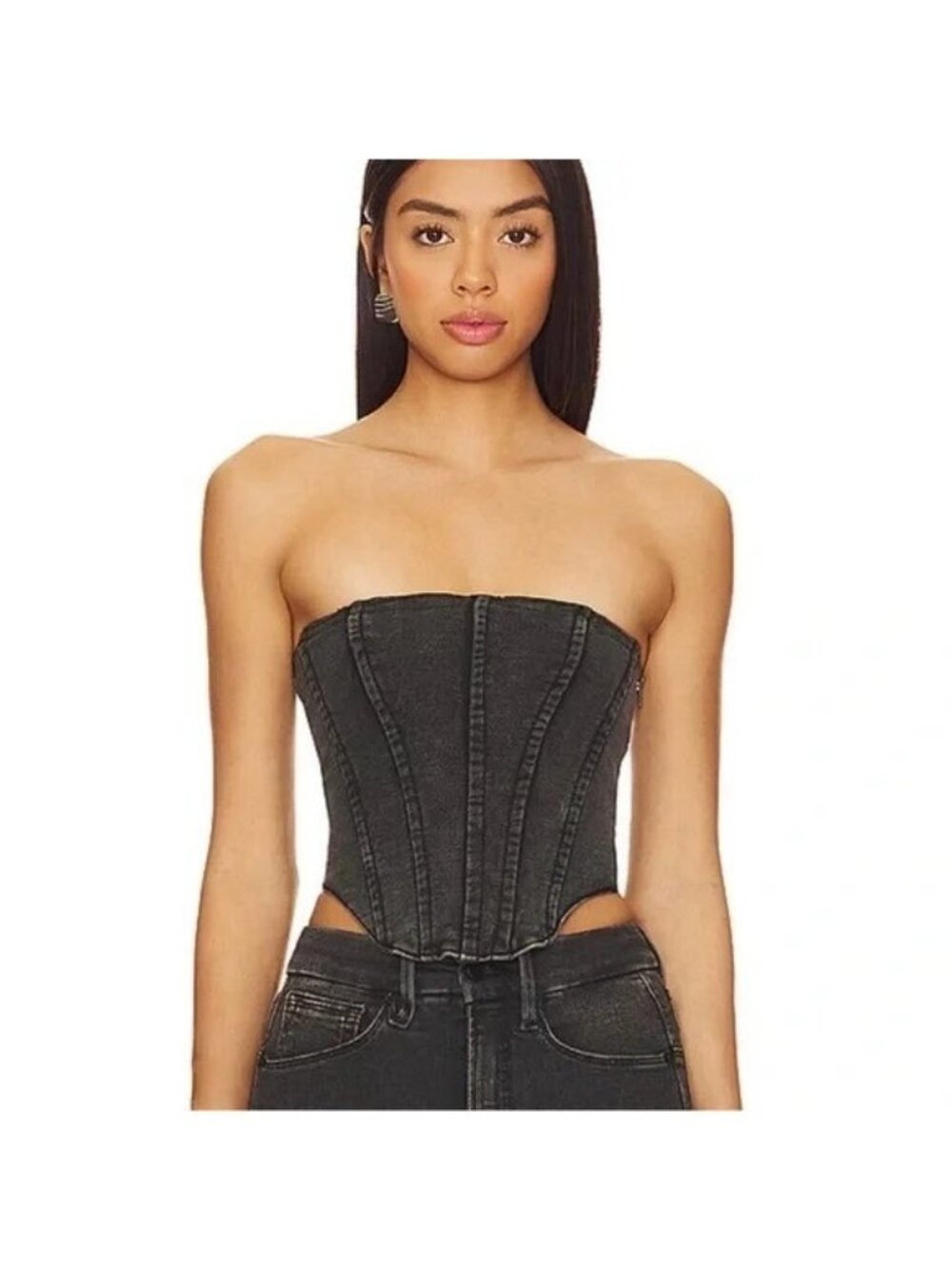 Good American Jeanius Terry Corset XL Black Coachella Festival